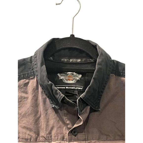 Harley Davidson Vinta Shirt Jacket Size Large Button Down Biker Embroidered Mens - Picture 2 of 11